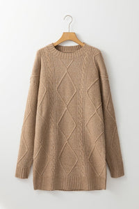 Cable Knit Drop Shoulder Sweater Dress