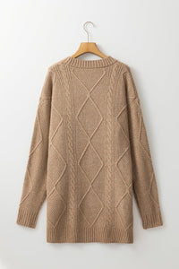 Cable Knit Drop Shoulder Sweater Dress