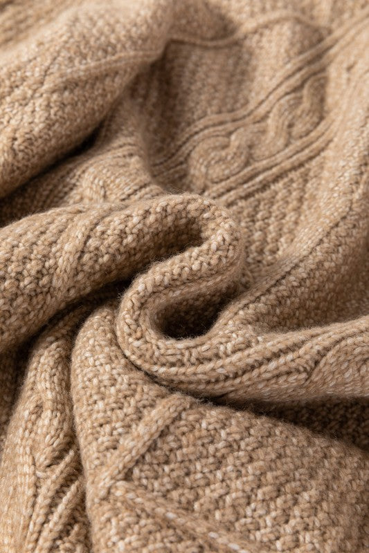 Cable Knit Drop Shoulder Sweater Dress