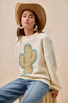 Cactus Embroidered Fleece Sweatshirt