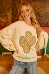 Cactus Embroidered Fleece Sweatshirt