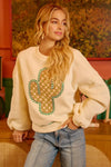 Cactus Embroidered Fleece Sweatshirt