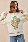 Cactus Embroidered Fleece Sweatshirt