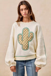 Cactus Embroidered Fleece Sweatshirt