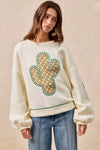 Cactus Embroidered Fleece Sweatshirt
