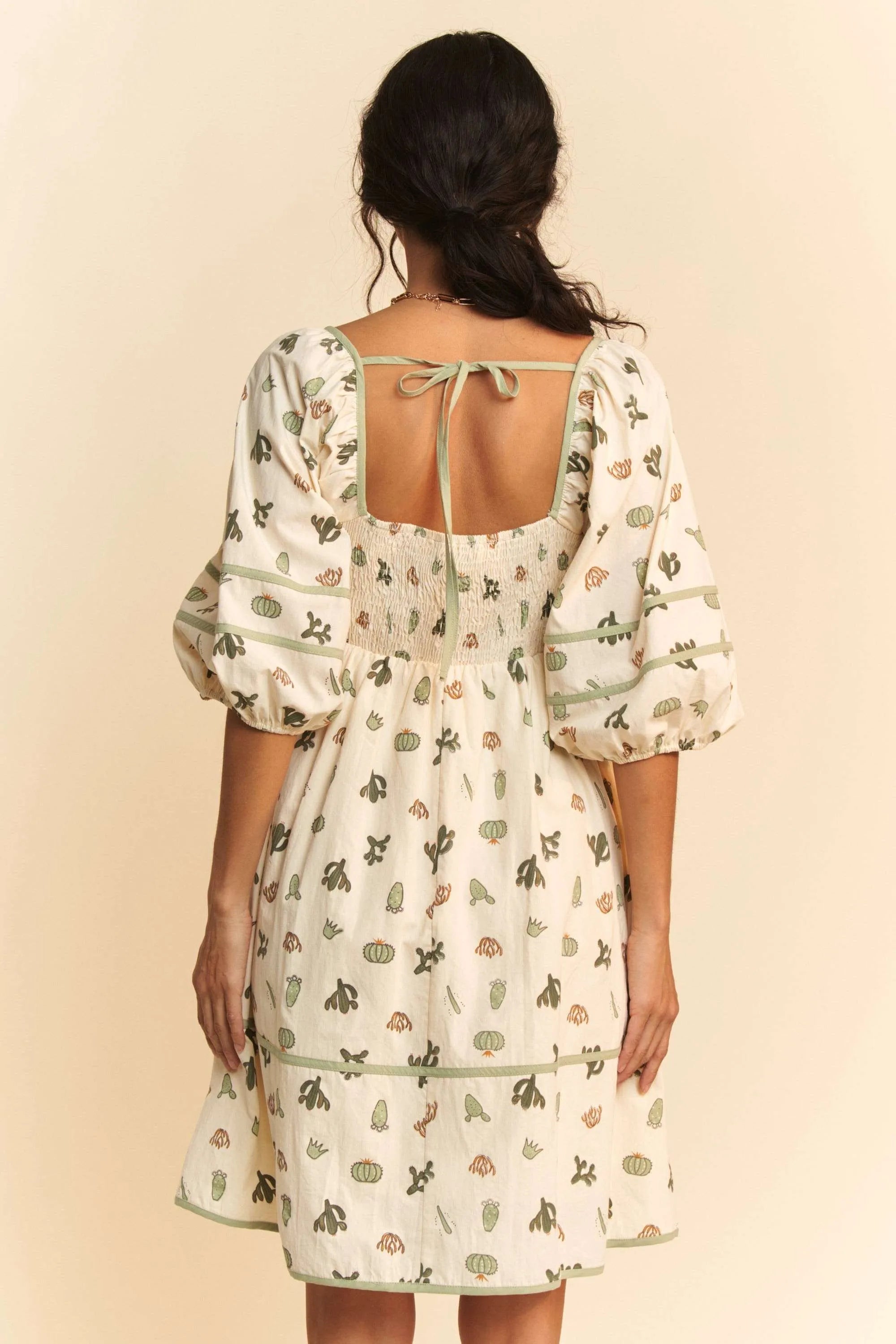 Cactus Printed Poplin Mini Dress-Add a playful twist to your warm-weather wardrobe with this women's Cactus Printed Poplin Mini Dress—a must-have for fans of fun, breezy summer staple dresses. -Reef Love Boho-Chic Boutique