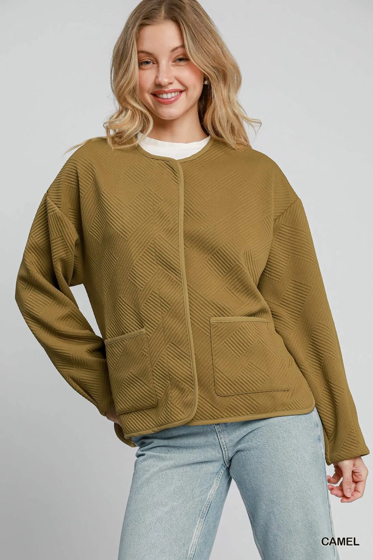 Camel Textured Jacquard Jacket