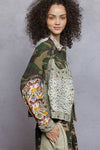 Camo, Crochet & Floral Mixed Media Trucker Jacket