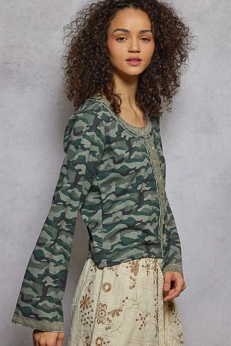 Camouflage Print Long Sleeve Tee