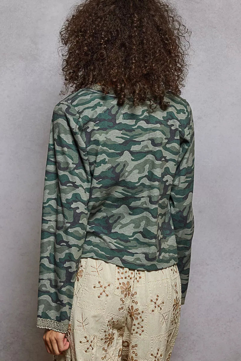 Camouflage Print Long Sleeve Tee
