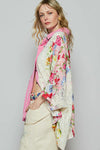 Candy Pink Thermal and Crochet Lace Mix Blouse with Floral Pattern-This shirt combines the cozy warmth of thermal fabric with delicate crochet lace details and a charming floral pattern. The mix of patterns creates a unique look -Reef Love