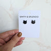Shop Cat Studs - Black-Adorable black cat stud earrings made from lightweight acetate with hypoallergenic posts. Purr-fect for Halloween or year-round feline-inspired style.-available at Reef Love online boho-chic boutique