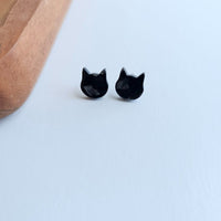 Shop Cat Studs - Black-Adorable black cat stud earrings made from lightweight acetate with hypoallergenic posts. Purr-fect for Halloween or year-round feline-inspired style.-available at Reef Love online boho-chic boutique