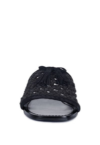 Shop Cedar Handwoven Natural Tassel Slide Sandals-available at Reef Love online boho-chic boutique