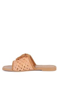 Shop Cedar Handwoven Natural Tassel Slide Sandals-available at Reef Love online boho-chic boutique