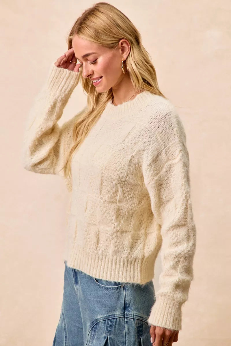 Checker Board Drop Shoulder Sweater