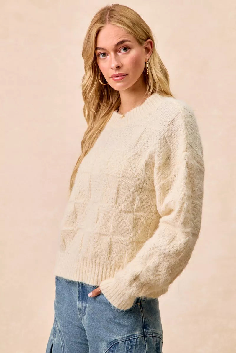 Checker Board Drop Shoulder Sweater
