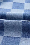 Checker Denim Wide Leg Jeans