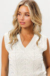 Chevron Pointelle Pearl Knit Sleeveless Sweater-Reef Love