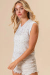 Chevron Pointelle Pearl Knit Sleeveless Sweater-Reef Love