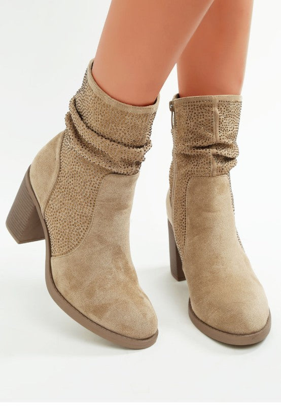 Chinar Rhinestone Studded Slouchy Ankle Boots-Reef Love