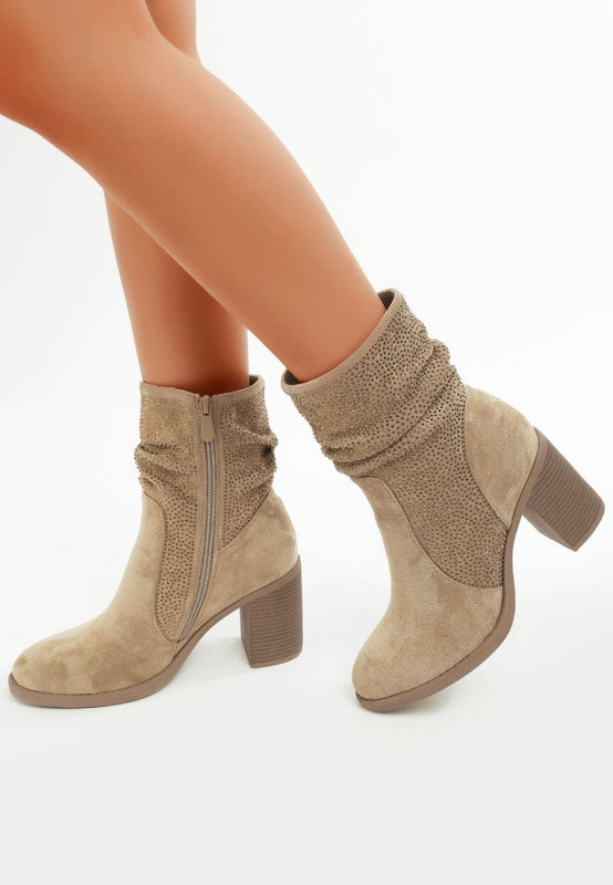 Chinar Rhinestone Studded Slouchy Ankle Boots-Reef Love