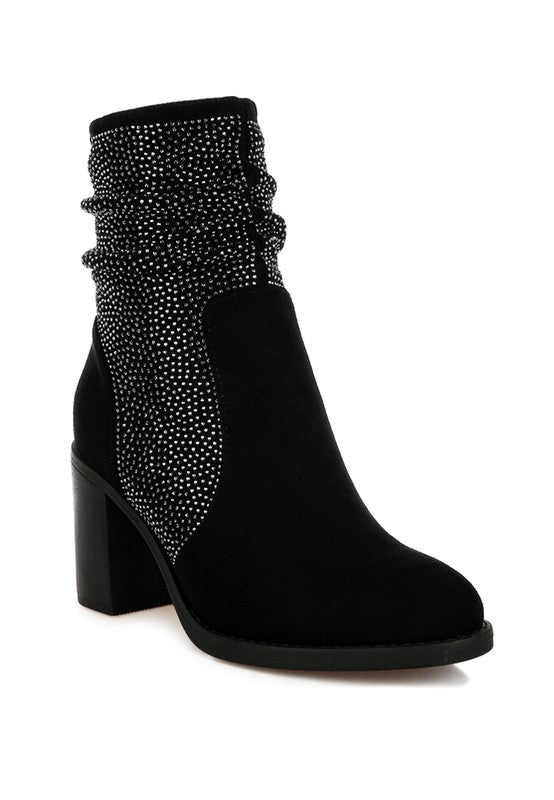 Chinar Rhinestone Studded Slouchy Ankle Boots-Reef Love