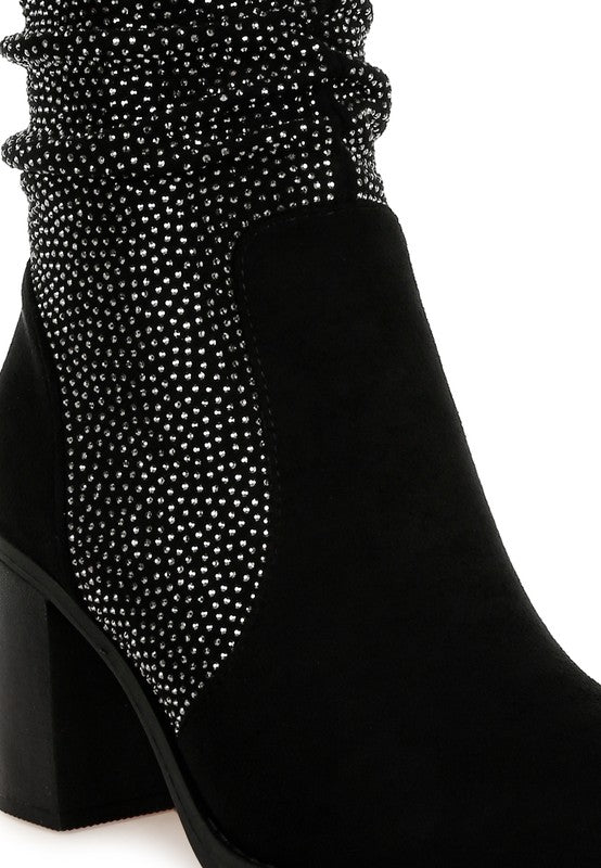 Chinar Rhinestone Studded Slouchy Ankle Boots-Reef Love