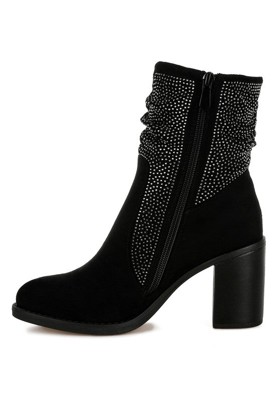 Chinar Rhinestone Studded Slouchy Ankle Boots-Reef Love