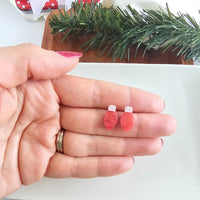 Christmas Light Stud Earrings - Red Shimmer