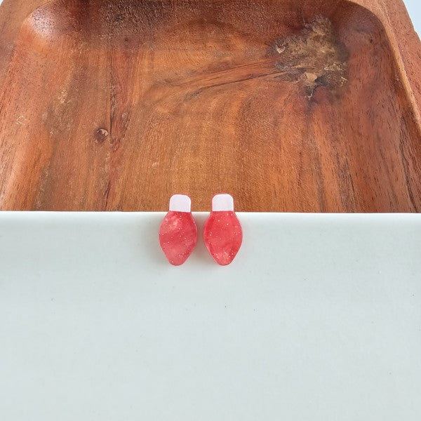 Christmas Light Stud Earrings - Red Shimmer