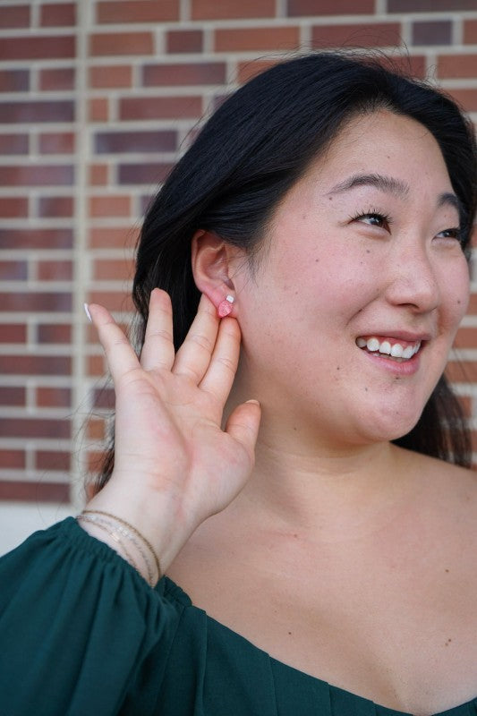 Christmas Light Stud Earrings - Red Shimmer