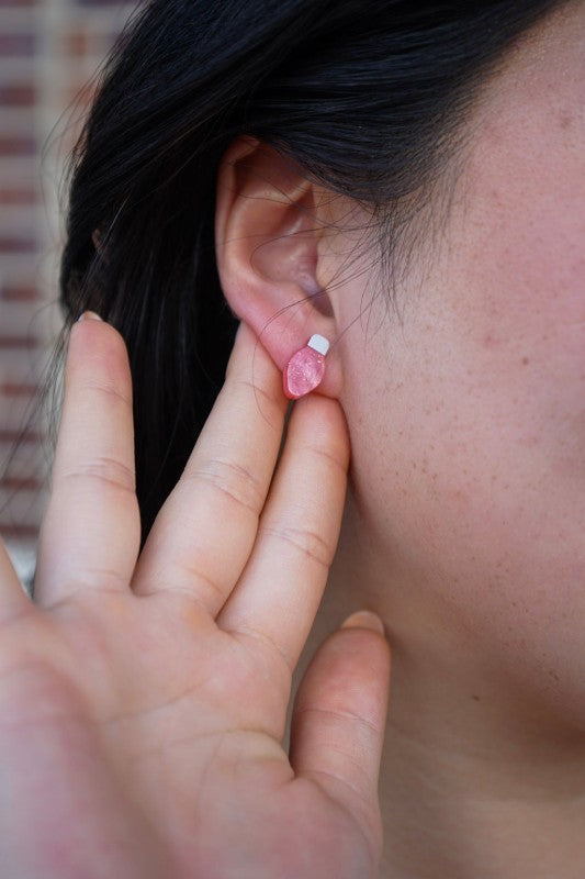 Christmas Light Stud Earrings - Red Shimmer