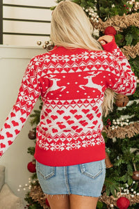 Christmas Reindeer and Heart High Neck Sweater-Reef Love