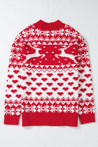 Christmas Reindeer and Heart High Neck Sweater-Reef Love