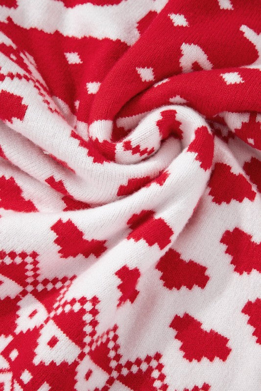 Christmas Reindeer and Heart High Neck Sweater-Reef Love