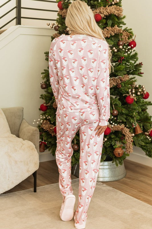 Christmas Santa Claus Stripe Top and Pants Pajama Set-Reef Love