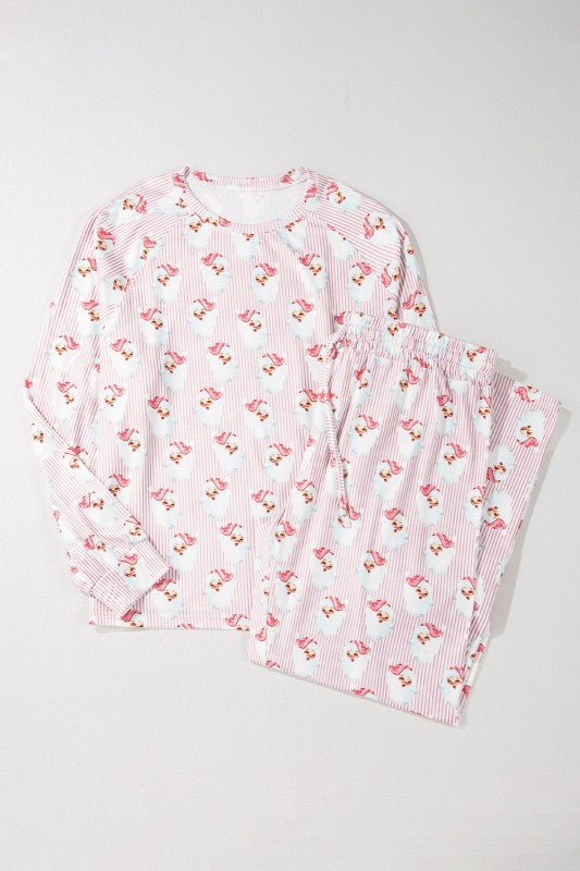 Christmas Santa Claus Stripe Top and Pants Pajama Set-Reef Love