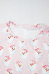 Christmas Santa Claus Stripe Top and Pants Pajama Set-Reef Love