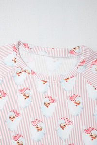 Christmas Santa Claus Stripe Top and Pants Pajama Set-Reef Love