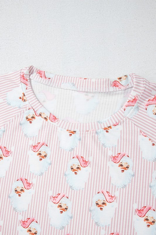 Christmas Santa Claus Stripe Top and Pants Pajama Set-Reef Love