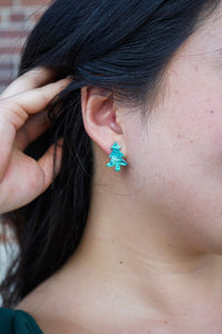 Christmas Tree Stud Earrings - Green Shimmer