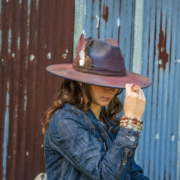 Chunky Aqua Terra Slab on Hammered Cuff Ring Base- Boho Chic Styles by Reef Love