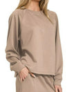 Cocoa Scuba Crewneck Sweatshirt and Pants Lounge Set-Cocoa scuba lounge set with oversized crewneck sweatshirt and wide-leg pants. Neutral two-piece outfit with drawstring waist for chic casual and athleisure style.-Reef Love