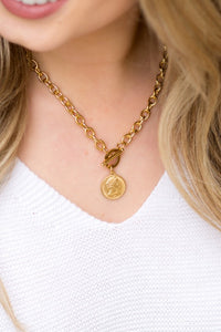 Coin Pendant Chain Necklace, Tarnish-Resistant