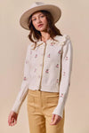 Collared Floral Embroidered Cardigan-Stay on-trend with this Collared Floral Embroidered Button Down Sweater Cardigan. Featuring a stylish floral embroidered design.