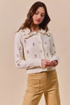 Collared Floral Embroidered Cardigan-Stay on-trend with this Collared Floral Embroidered Button Down Sweater Cardigan. Featuring a stylish floral embroidered design.