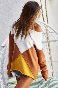 Color Block Rust Thanksgiving Sweater-Reef Love