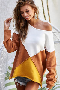 Color Block Rust Thanksgiving Sweater-Reef Love