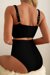 Color-block Corded Square Neck Bikini Swimsuit- Boho Chic Styles by Reef Love